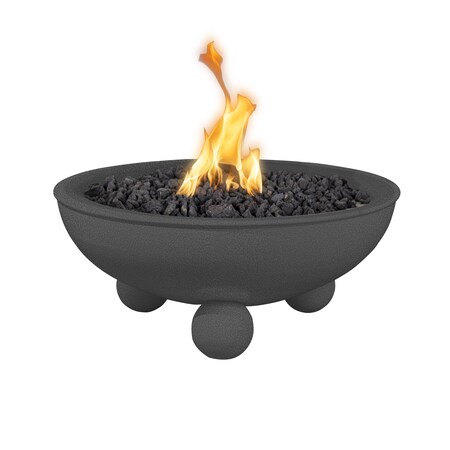 The Outdoor Plus 36 Round Sedona Fire Bowl - Powder Coated Metal - Silver Vein - Match Lit - Natural Gas OPT-36RPCRLFO-SLV-NG